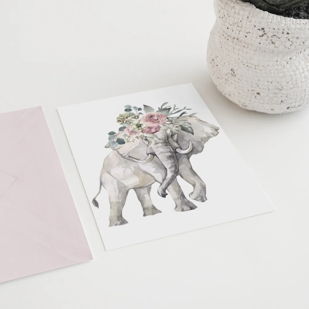 Elephant Watercolor Wall Art Poster Print Unframed - Picture 9 of 10